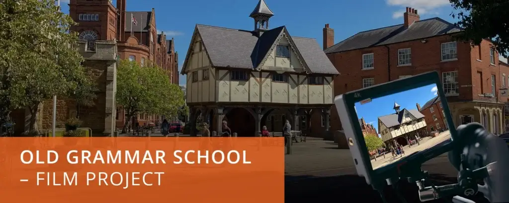 Image of a camera filming Market Harborough Old Grammar School